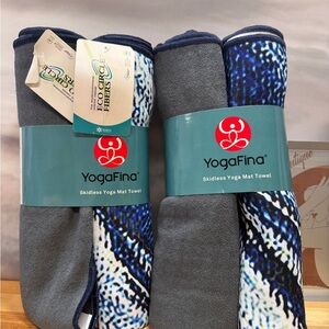 Yoga fina 24”X68” Blue and Gray Skidless Yoga Mat Towel one twin pack